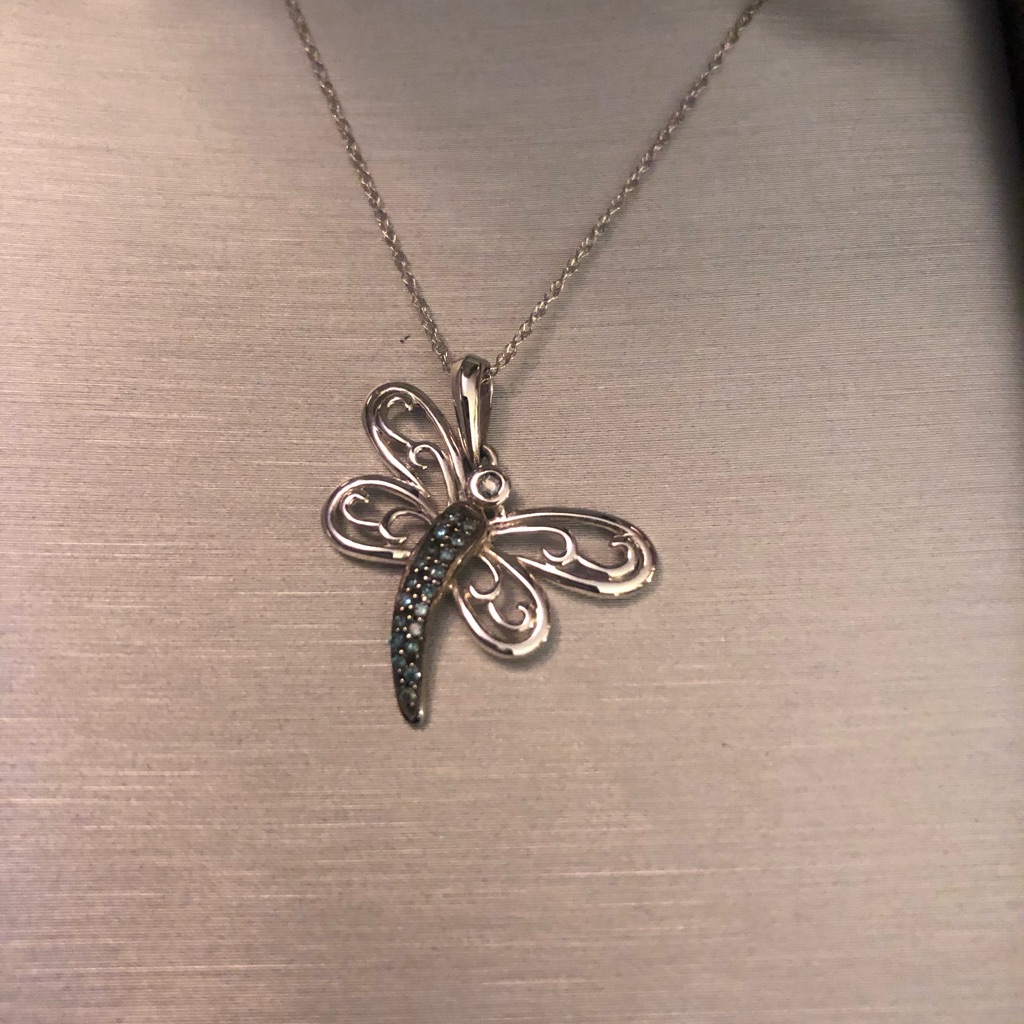 Blue Diamond Dragonfly Necklace Blue Diamond Dragonfly Necklace